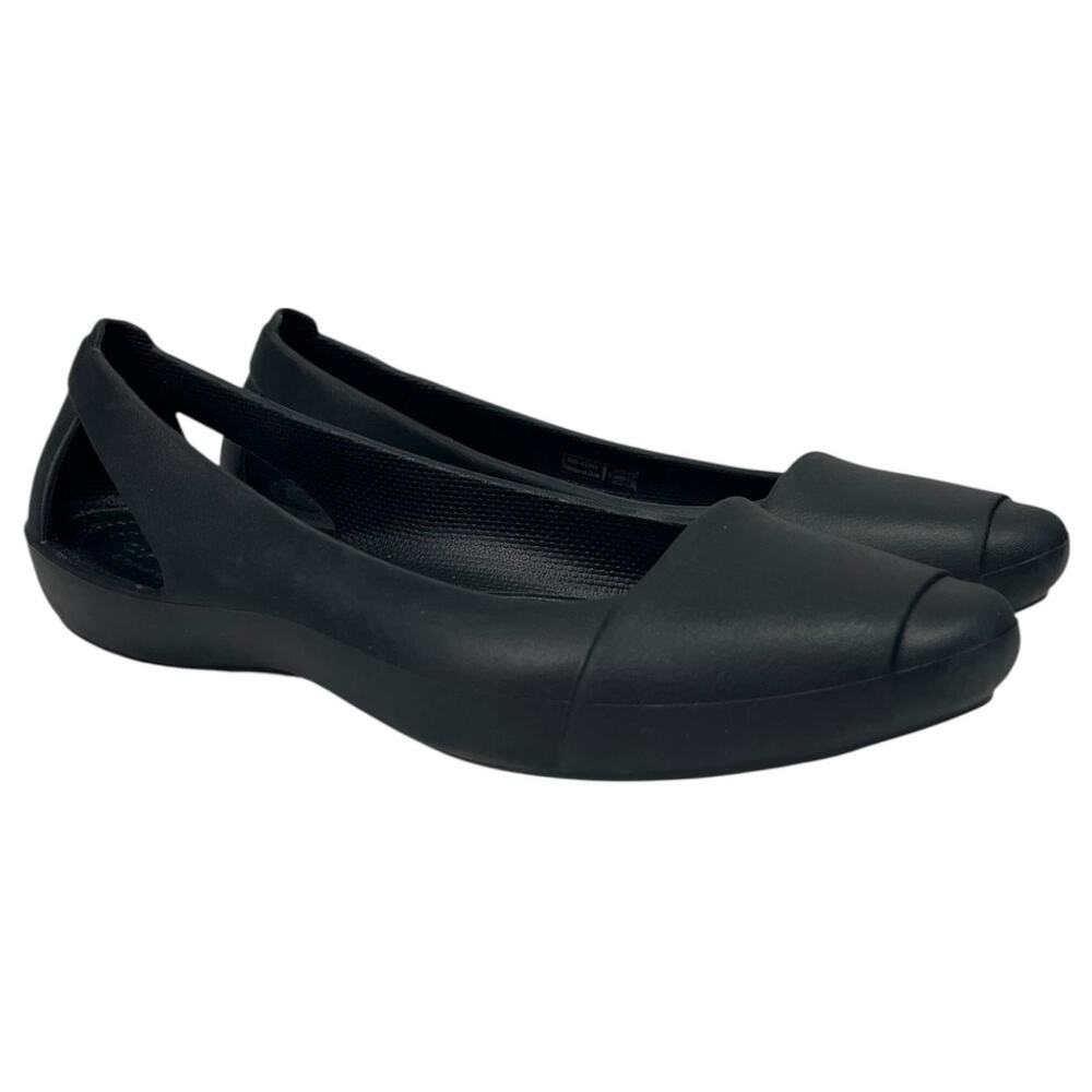 Crocs Shoes Womens Size 8 Black Sienna Flats Ballet Comfort Lightweight Slip On - Picture 3 of 10